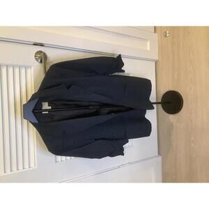 Elizabeth and James Rouched Sleeve Navy Blue Single Button Blazer Jacket 10